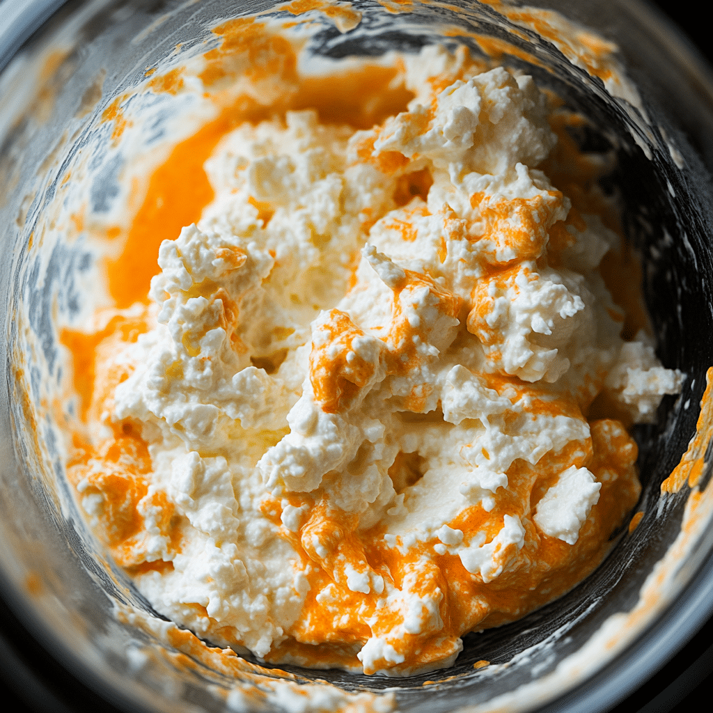 How To Make Cottage Cheese Buffalo Chicken Dip – High Protein&Cheesy 13 Blending cottage cheese and buffalo sauce for buffalo dip