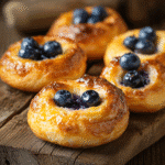 How to Make Blueberry Cottage Cheese Fluffy Cloud Bread – A Low-Carb Delight 14 Golden blueberry cottage cheese fluffy cloud bread topped with fresh blueberries
