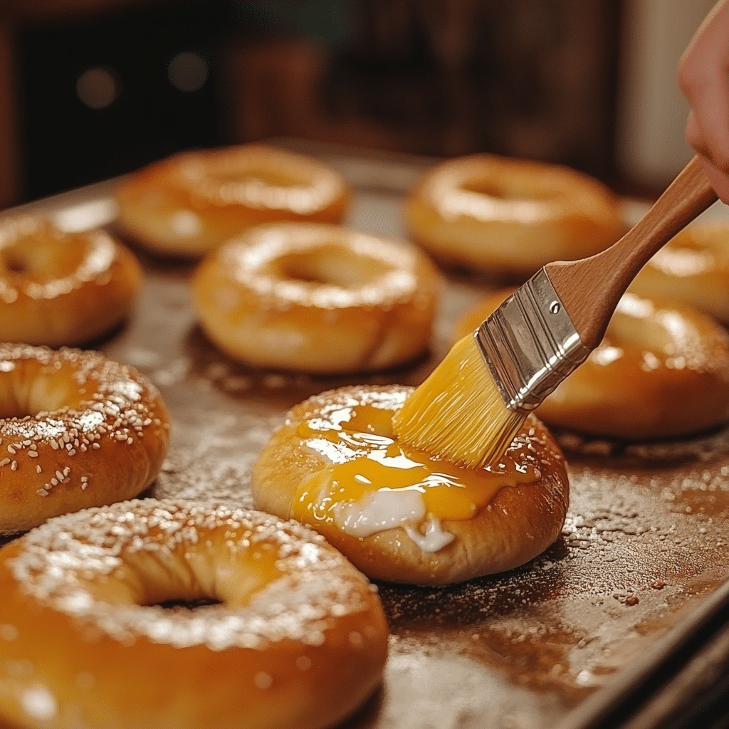 The Ultimate Guide to Cottage Cheese Bagels: A Protein-Packed Delight 21 Brushing egg wash on cottage cheese bagels