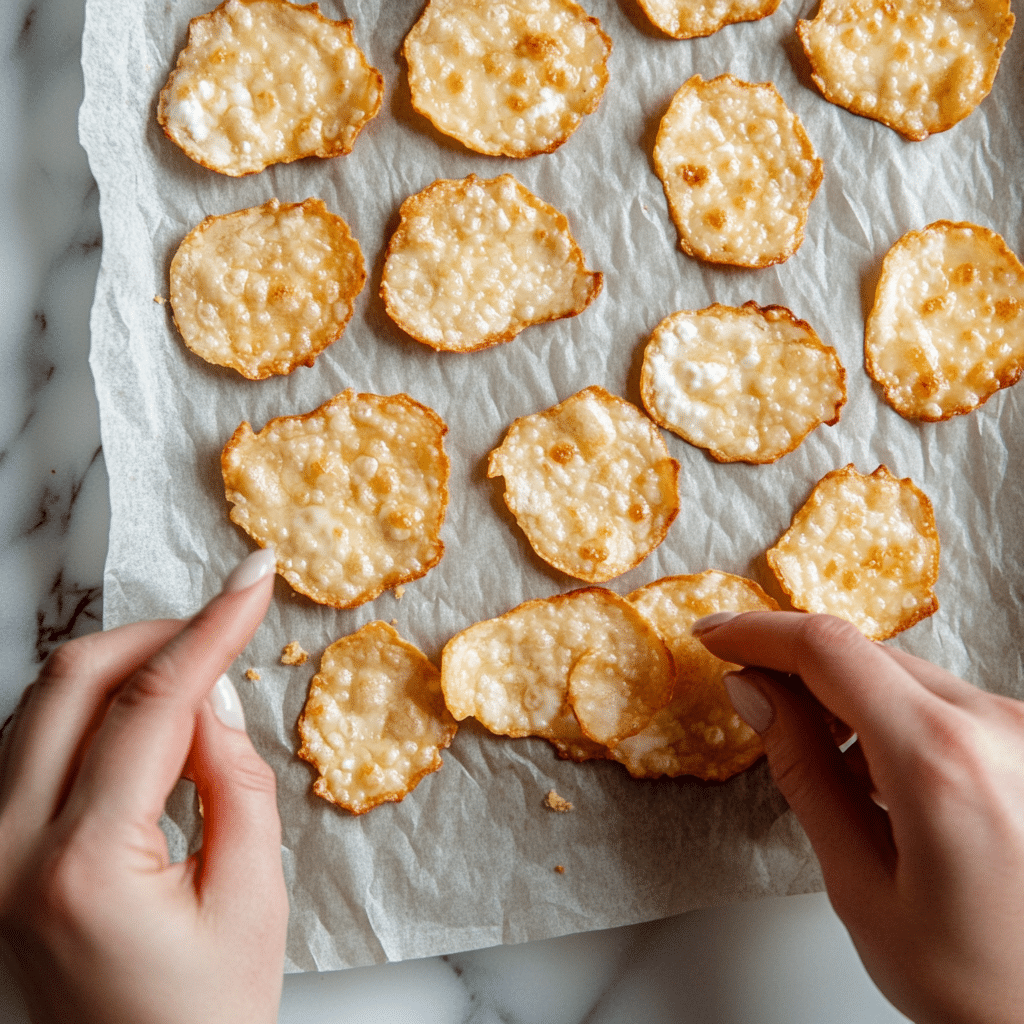 How to Make Baked Cottage Cheese Crisps with Everything Bagel Seasoning – High-Protein & Delicious! 40 cottage cheese crisps cooling after baking