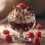 Creamy Cottage Cheese Chocolate Mousse You’ll Love 8 A delicious dessert featuring cottage cheese chocolate mousse, topped with fresh raspberries and chocolate shavings, elegantly served in a glass cup.