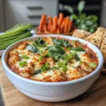 How to Make a Cottage Cheese Pizza Bowl —A Quick, High-Protein Low-Carb Feast 14 creamy cottage cheese pizza bowl topped with melted cheese, fresh basil, and green onions, surrounded by veggie sticks and crackers