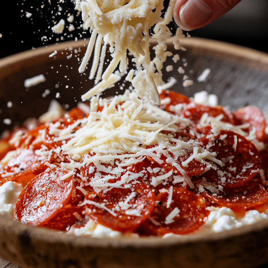 How to Make a Cottage Cheese Pizza Bowl —A Quick, High-Protein Low-Carb Feast 18 shredded mozzarella and toppings on cottage cheese pizza bowl
