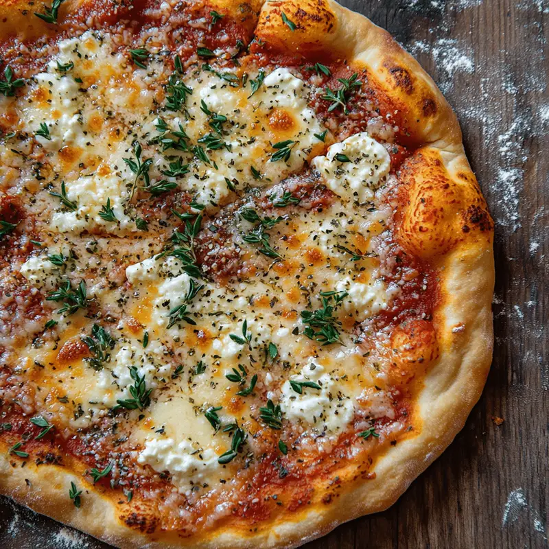 Freshly baked cottage cheese pizza crust with toppings