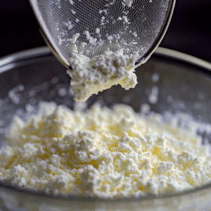 Draining excess liquid from cottage cheese