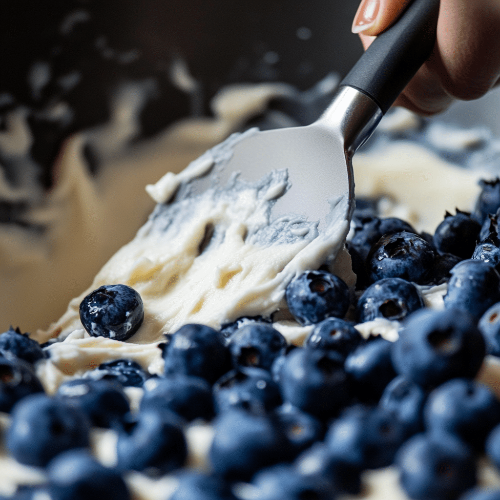 How to Make Blueberry Cottage Cheese Fluffy Cloud Bread – A Low-Carb Delight 19 Folding blueberries into cloud bread batter