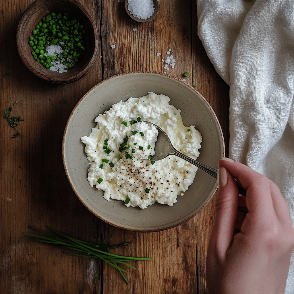 How to Enjoy Cottage Cheese with Chive – A Refreshing, Protein-Packed Bite 33 Mixing cottage cheese with chives and seasoning