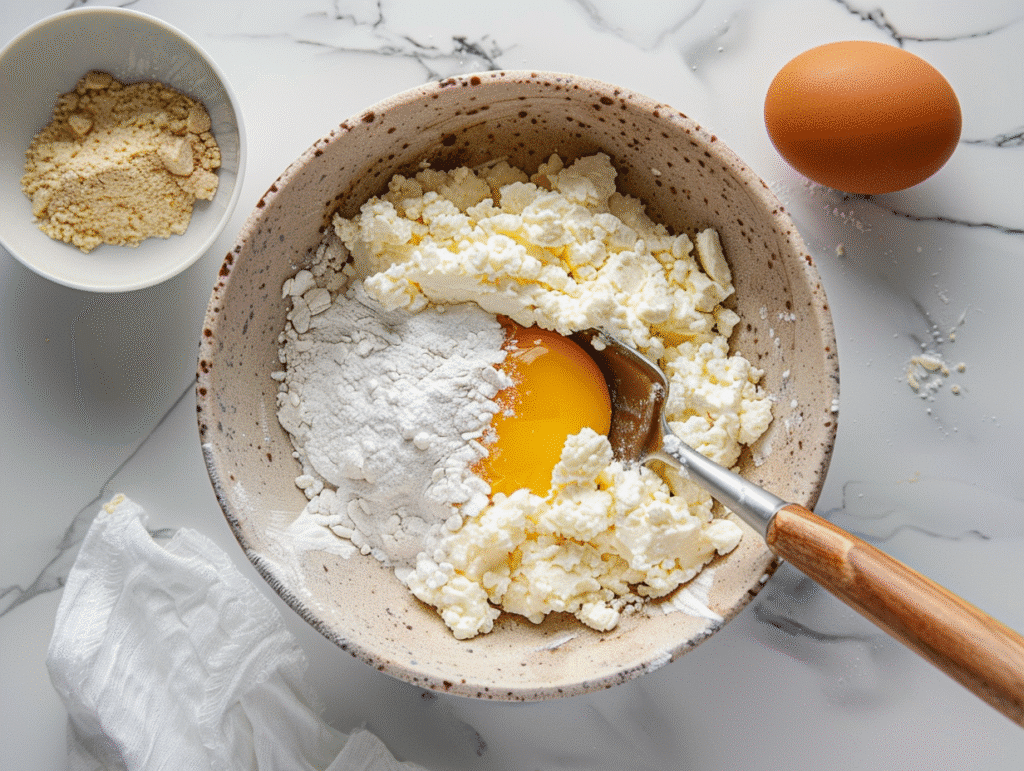 Easy Cottage Cheese Bagel Recipe Without Self Rising Flour 29 Ingredients mixed for cottage cheese bagel dough without self rising flour