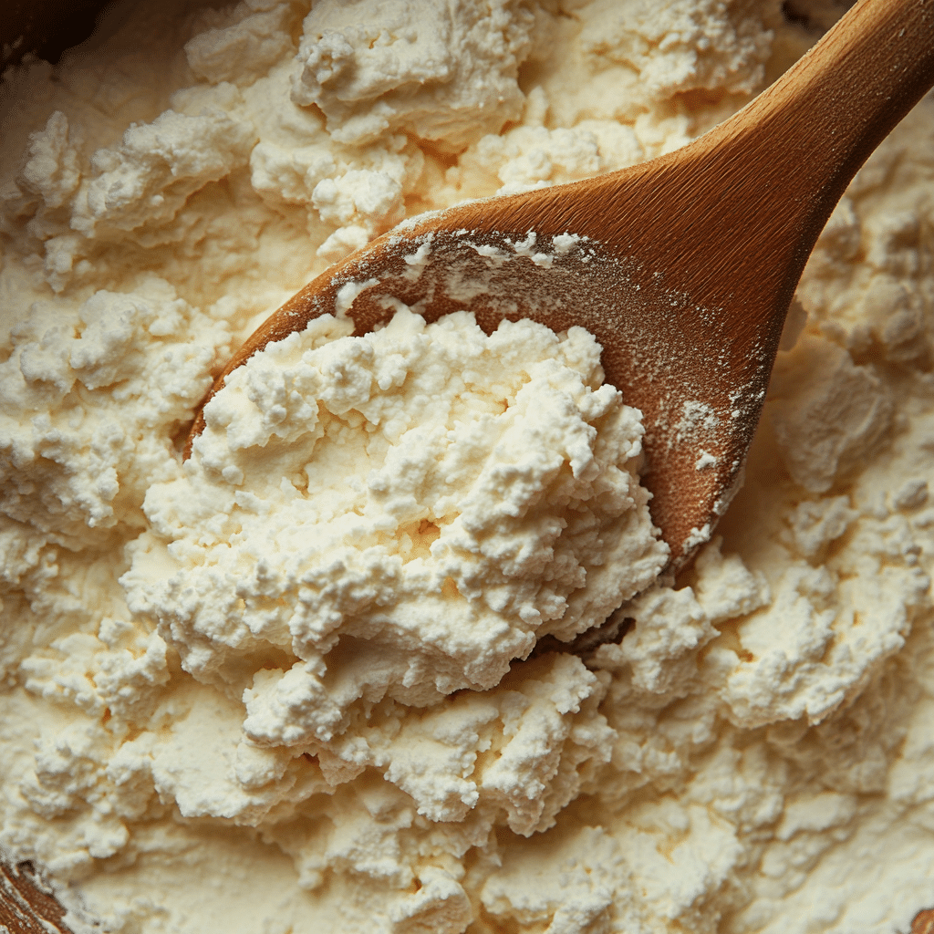How to Make a Delicious Cottage Cheese Pizza Crust — Step by Step 17 Mixing cottage cheese and flour for pizza crust dough