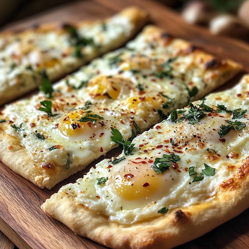 cottage cheese egg flatbread pizza
