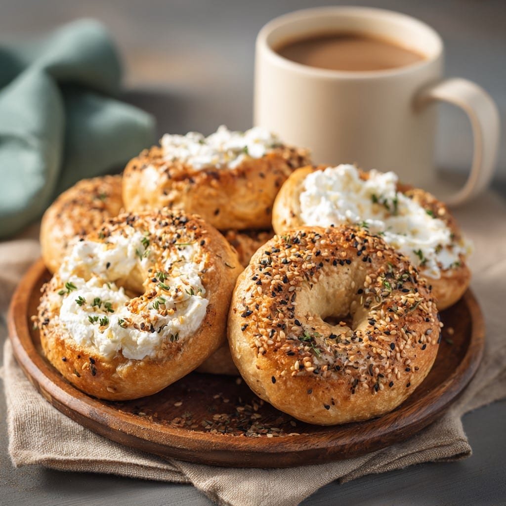 served-keto-cottage-cheese-bagels Served cottage cheese almond flour bagels recipe with toppings