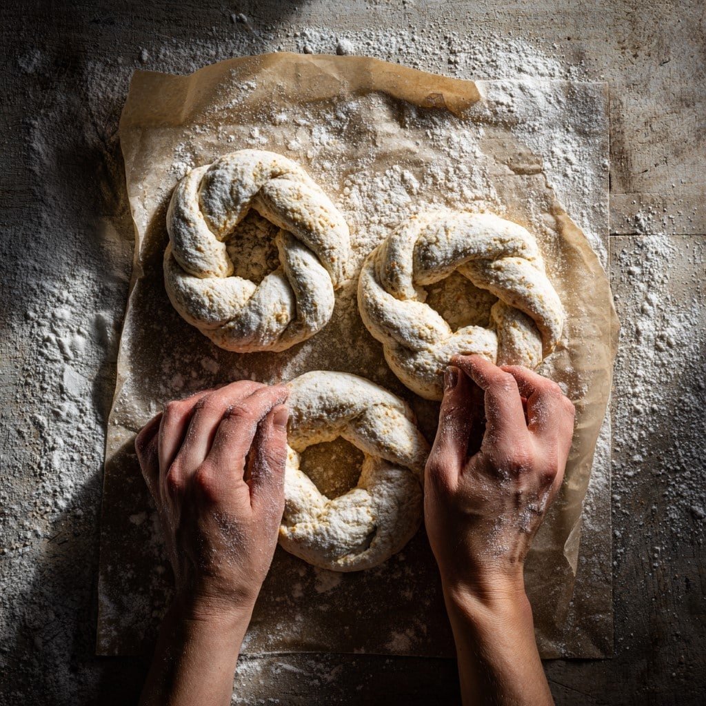 shaping-keto-bagels-almond-flour Shaping almond flour cottage cheese dough into bagels