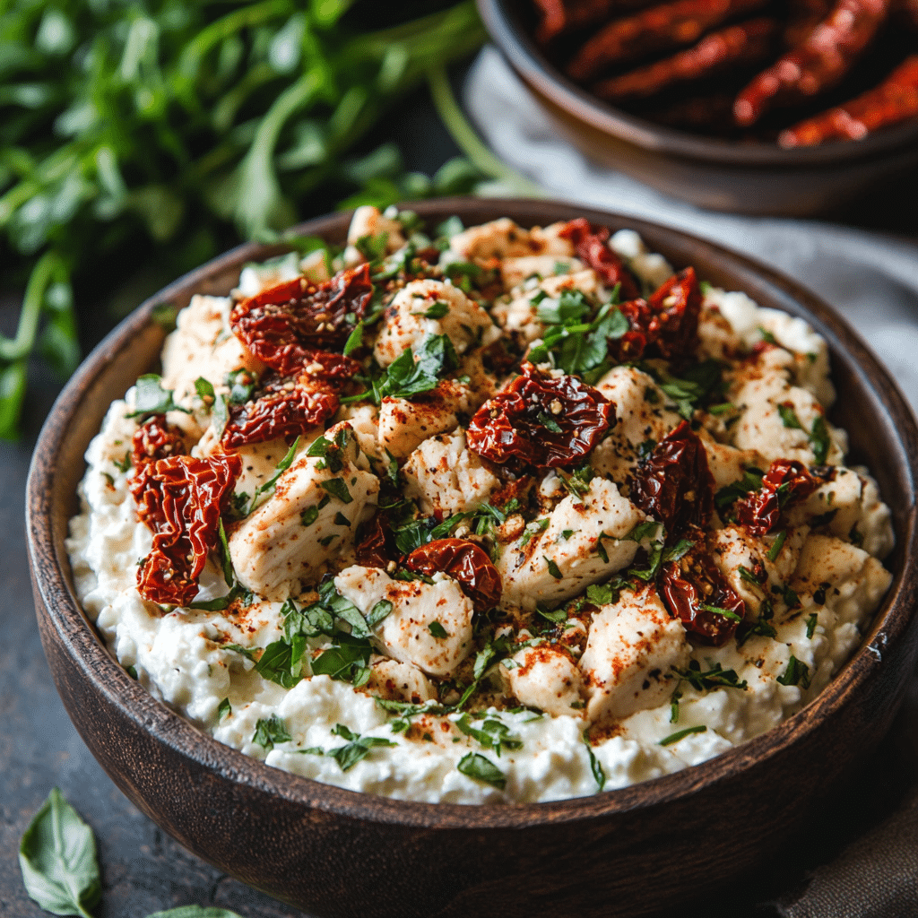 Easy Marry Me Cottage Cheese Bowl – The Healthy Bowl Everyone’s Talking About 18 Topping bowl with sun-dried tomatoes