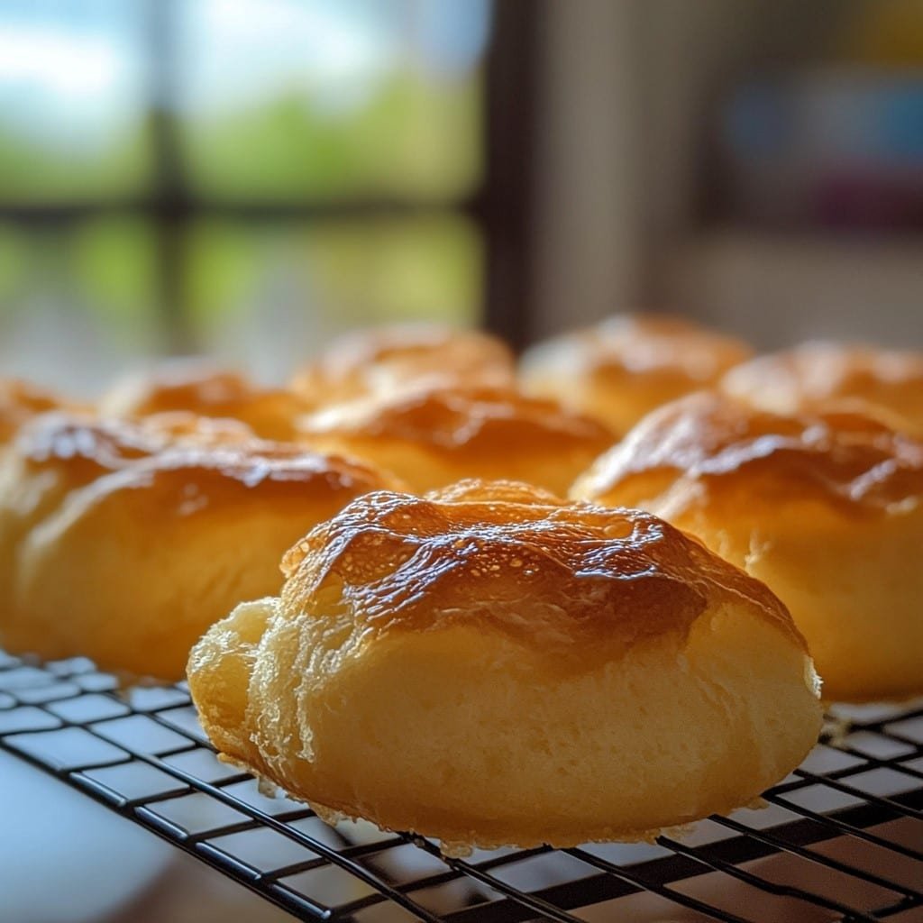 step6-baked-cloud-bread Unbaked fluffy cloud bread portions on tray