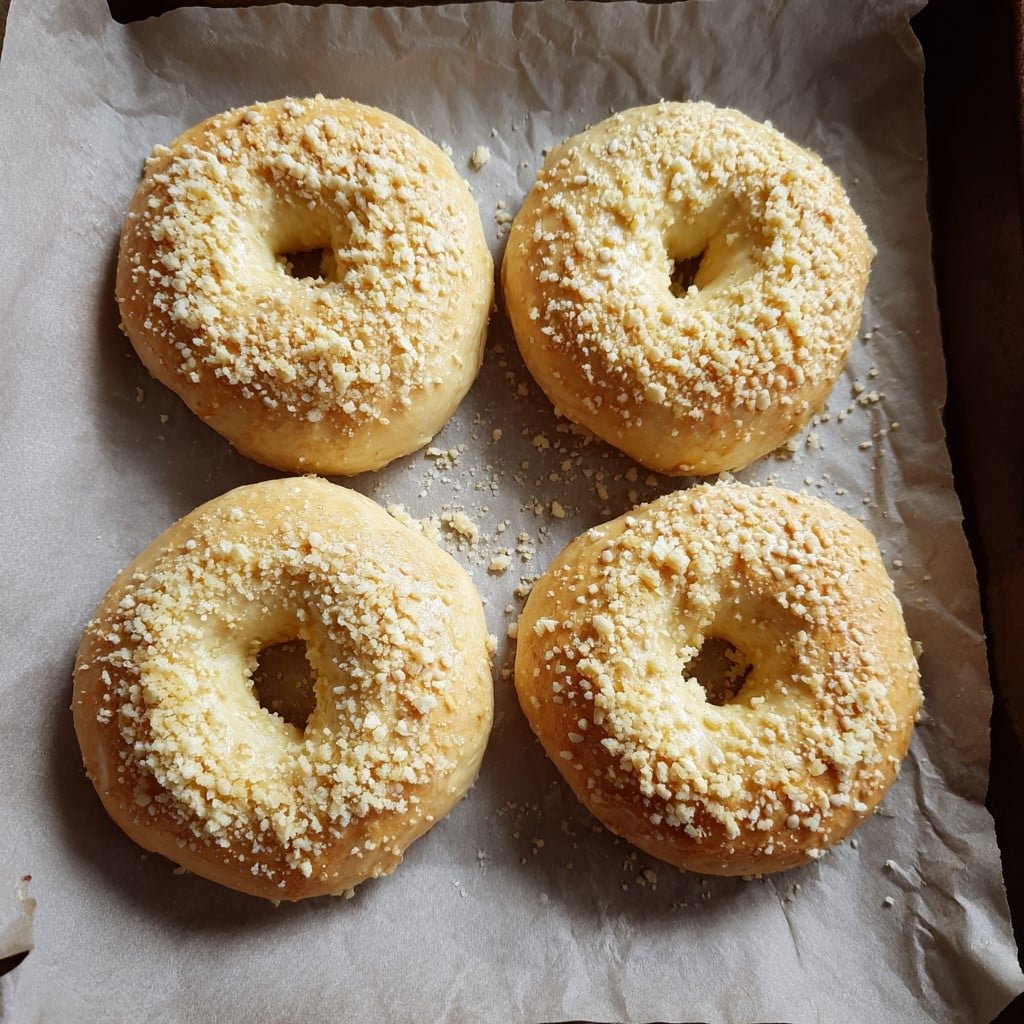 topping-bagels-before-baking topping bagels in cottage cheese and self rising flour bagel recipe