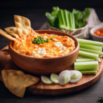 Crockpot Buffalo Chicken Dip with Cottage Cheese – Easy Slow Cooker Favorite 14 Crockpot buffalo dip served with dippers