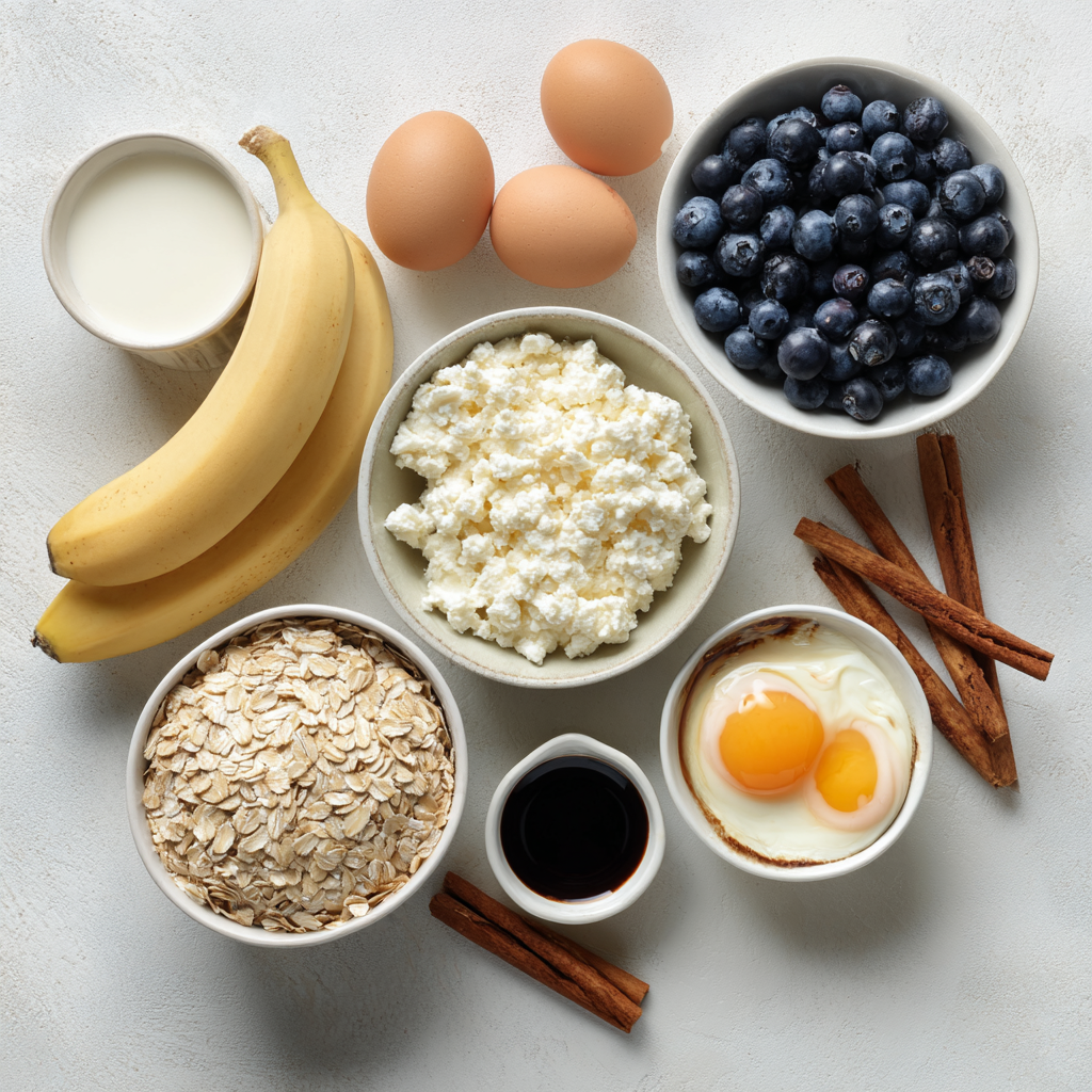 Blueberry Cottage Cheese Breakfast Bake with Oats – Easy, High Protein Recipe 9 Ingredients for blueberry cottage cheese breakfast bake