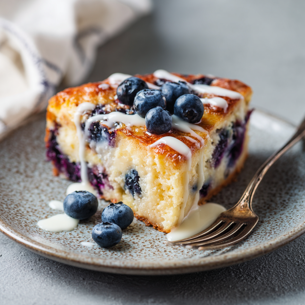Blueberry Cottage Cheese Breakfast Bake with Oats – Easy, High Protein Recipe 11 Slice of blueberry cottage cheese breakfast bake on plate