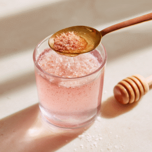 adding cayenne and honey to pink salt drink