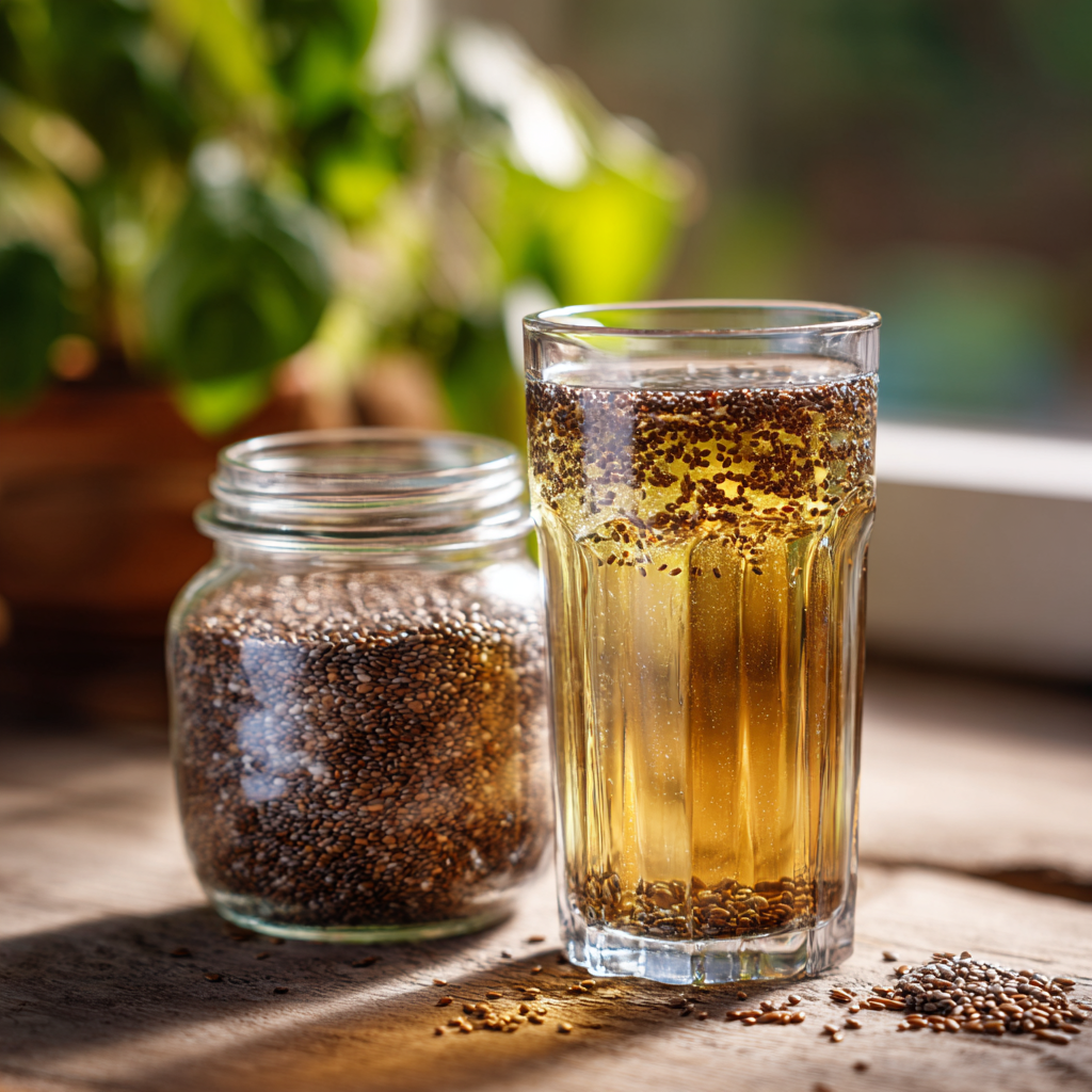 bariatric seed drink recipe with chia and flax in glass
