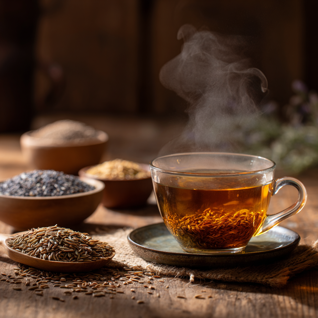 Bariatric seed tea recipe in mug with seeds