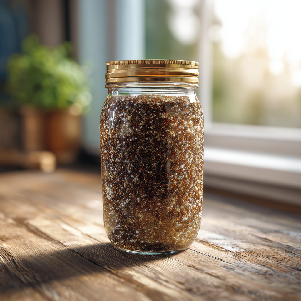 Bariatric seed trick recipe in mason jar with chia and flax