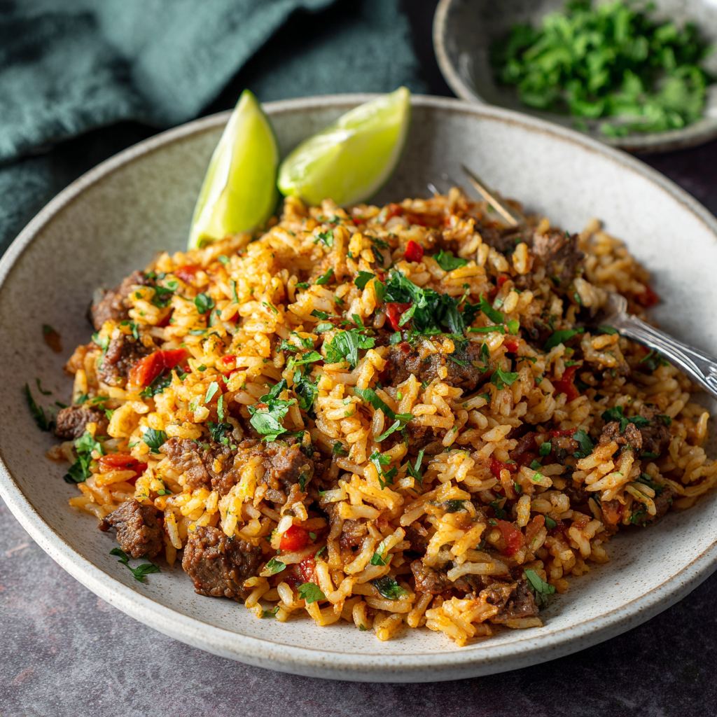 The Magic of a Ground Beef Skillet with Rice and Vegetables 6 served ground beef skillet with rice and vegetables