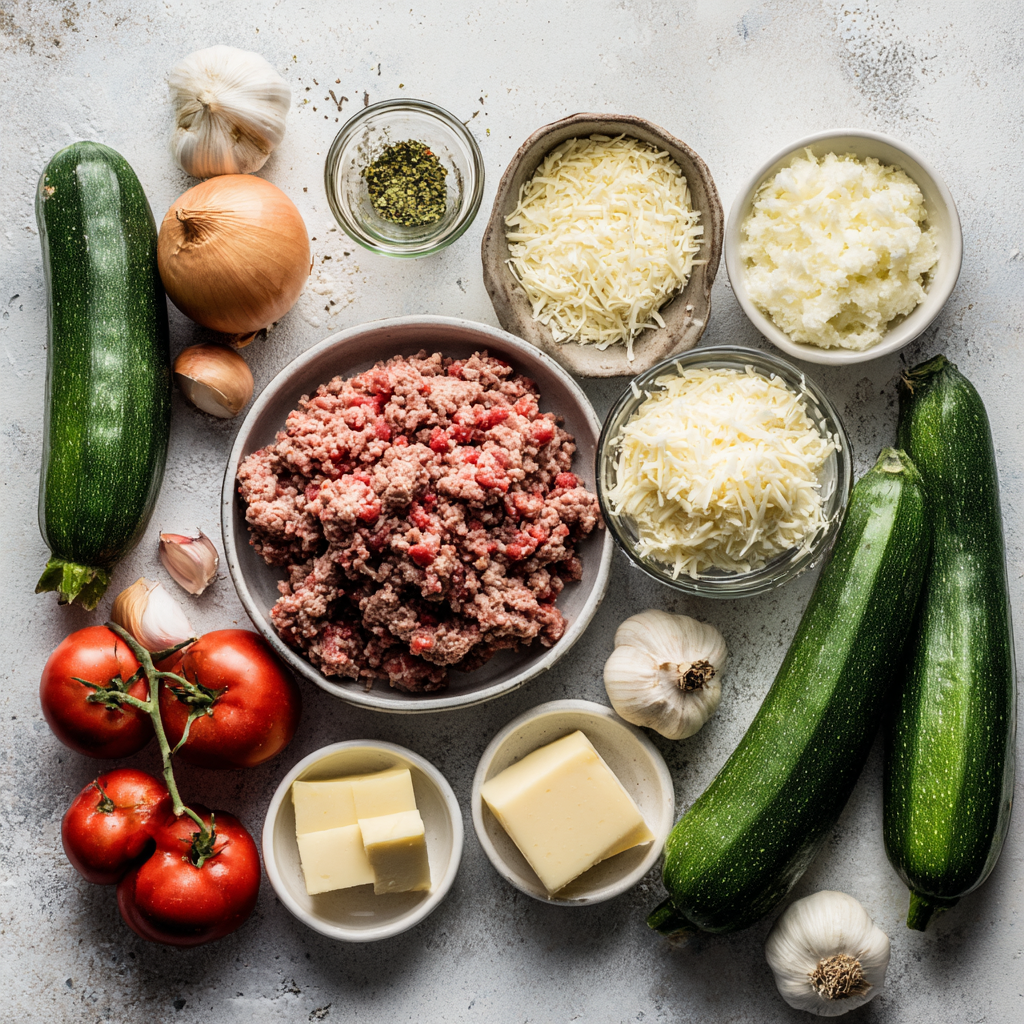 Healthy Ground Beef Zucchini Boats: A Flavorful, Low-Carb Dinner Idea 3 zucchini-boats-ingredients
