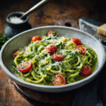 Zucchini Noodles with Pesto Light, Flavorful & Ready in Minutes 5 zucchini noodles with pesto served in bowl