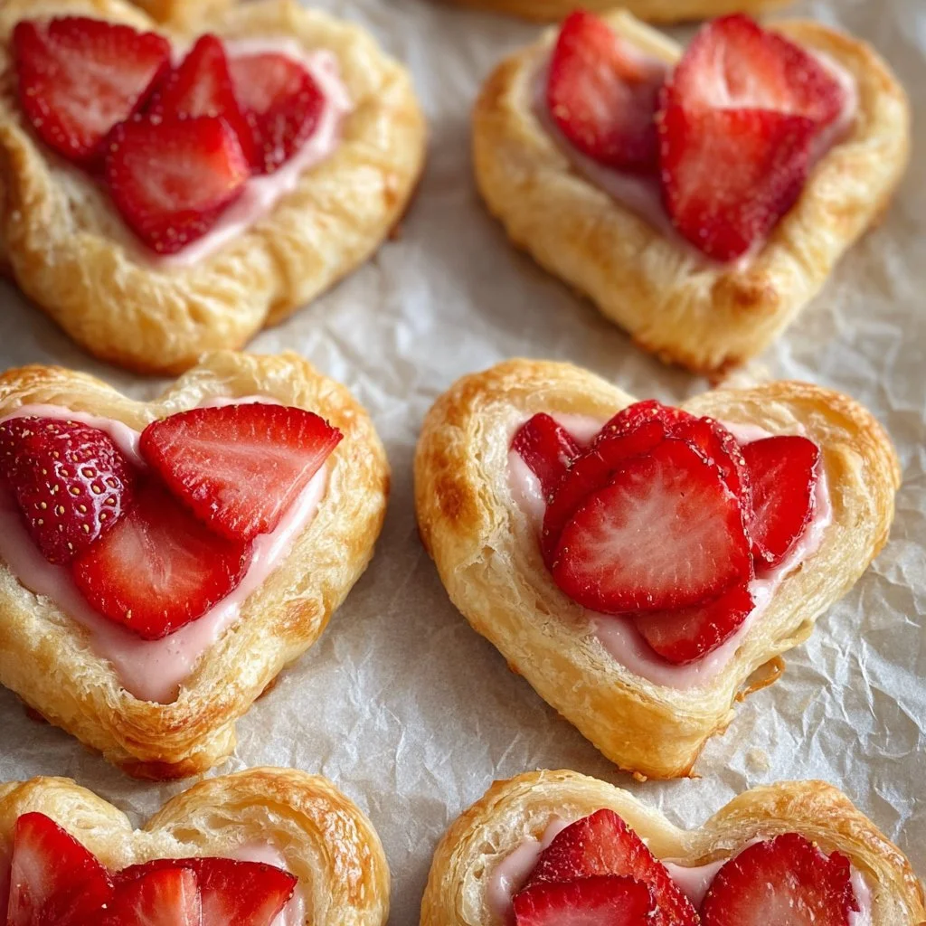 Strawberry cream cheese heart danishes ready for Valentine's Day dessert