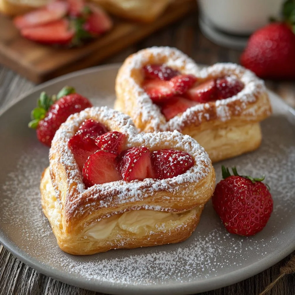 Romantic Strawberry Puff Pastry Danishes for Valentine's Day
