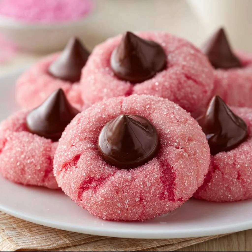 Delicious Strawberry Kiss Cookies for Valentine's Day treat and bake sale.