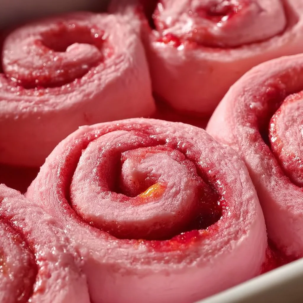 Vegan Strawberry Cream Cheese Danish Rolls on a plate for Valentine's Day