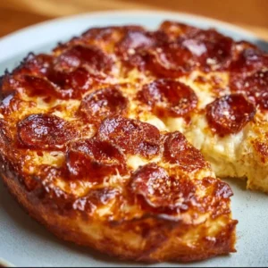 Delicious cottage cheese pizza bake, a healthier stuffed crust pizza alternative.