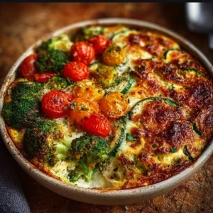 High-Protein Veggie Bake with Cottage Cheese on a plate
