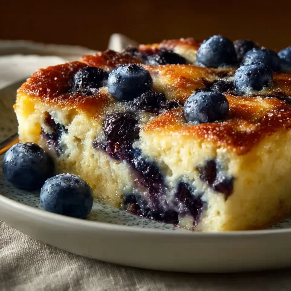 Blueberry Cottage Cheese Breakfast Bake served in a dish
