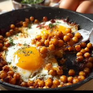 Chickpea Fried Eggs served with fresh herbs for a protein-packed breakfast