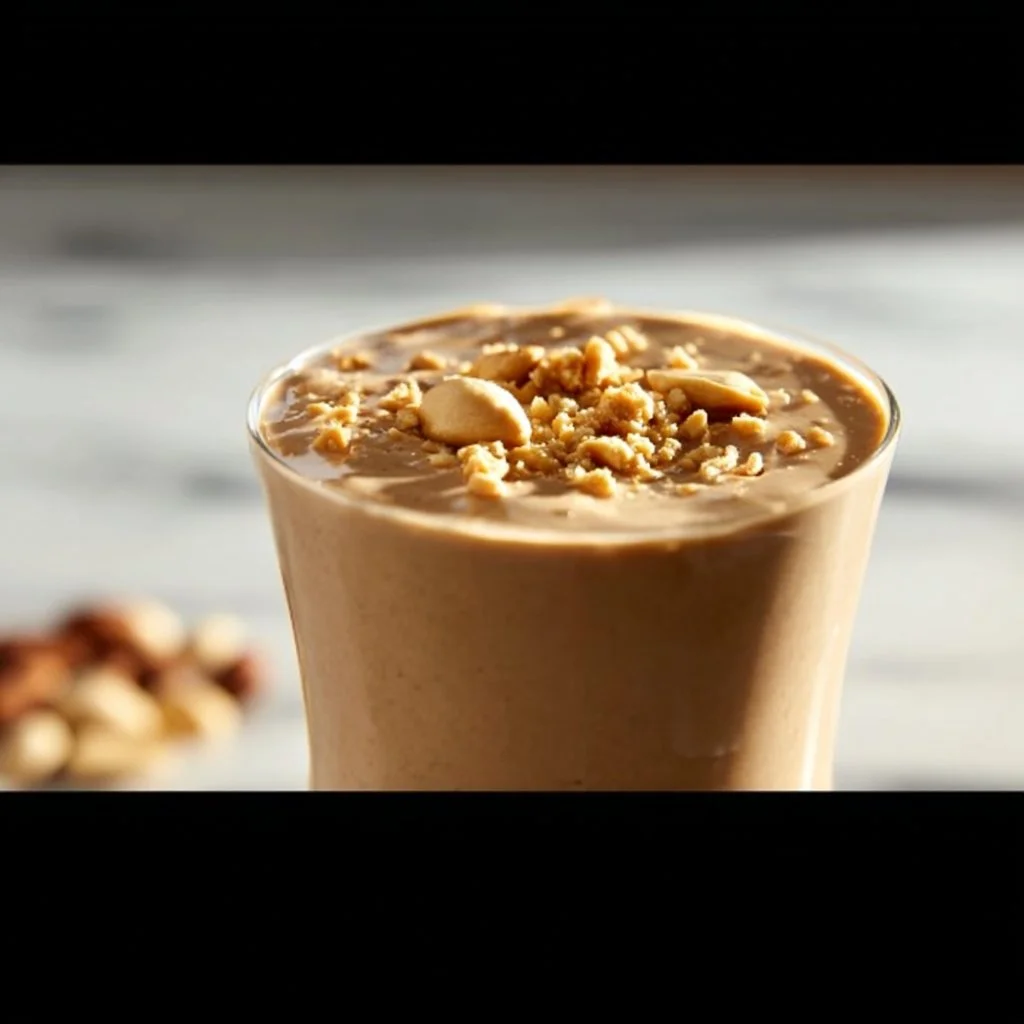 Delicious peanut butter smoothie with protein for healthy fat loss