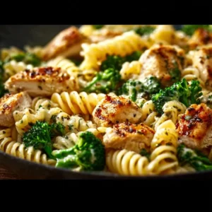 Fast Rotisserie Chicken Broccoli Pasta dish for a healthy dinner