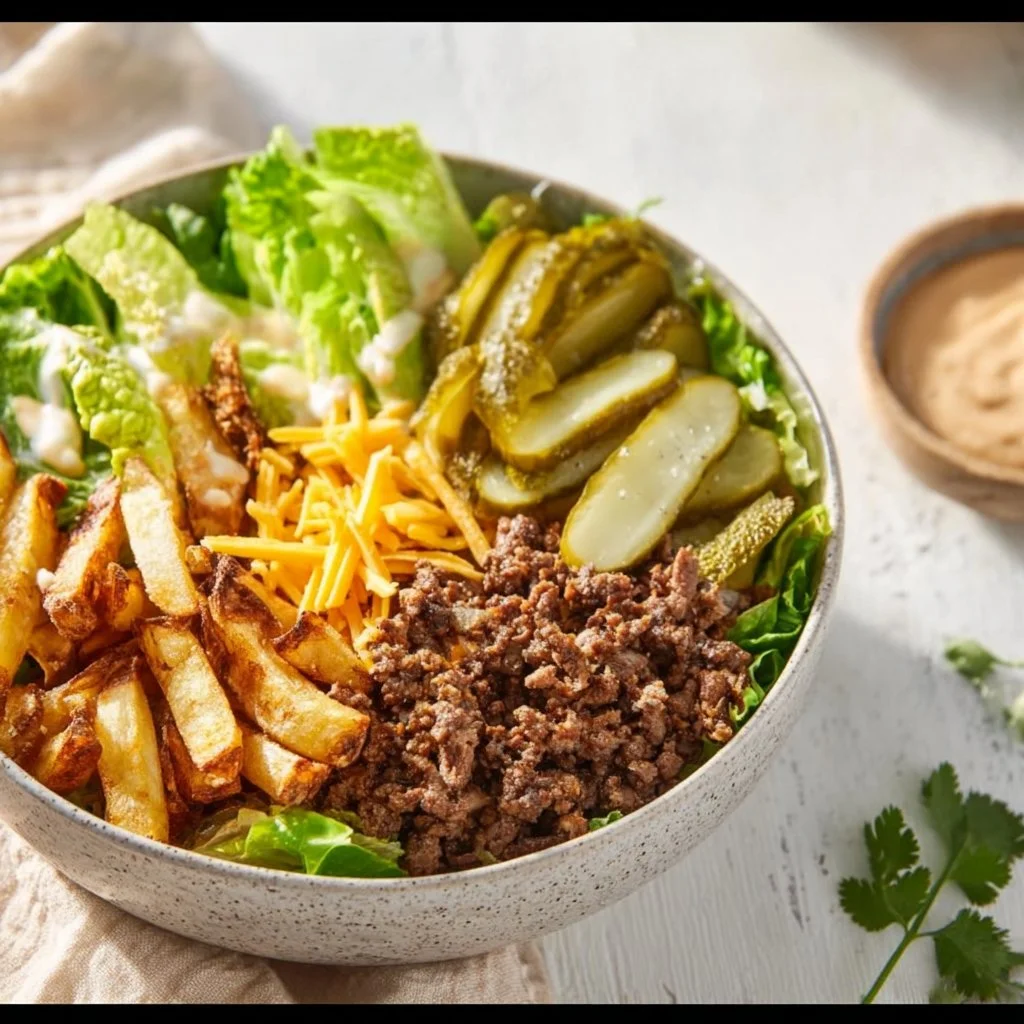 Colorful healthy burger bowls with fresh veggies and toppings for a nutritious meal