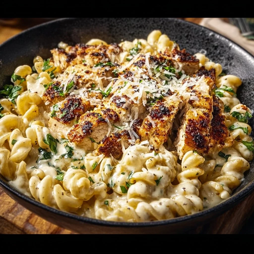 High Protein Garlic Parmesan Pasta Bowl with 384 Calories and 36g Protein