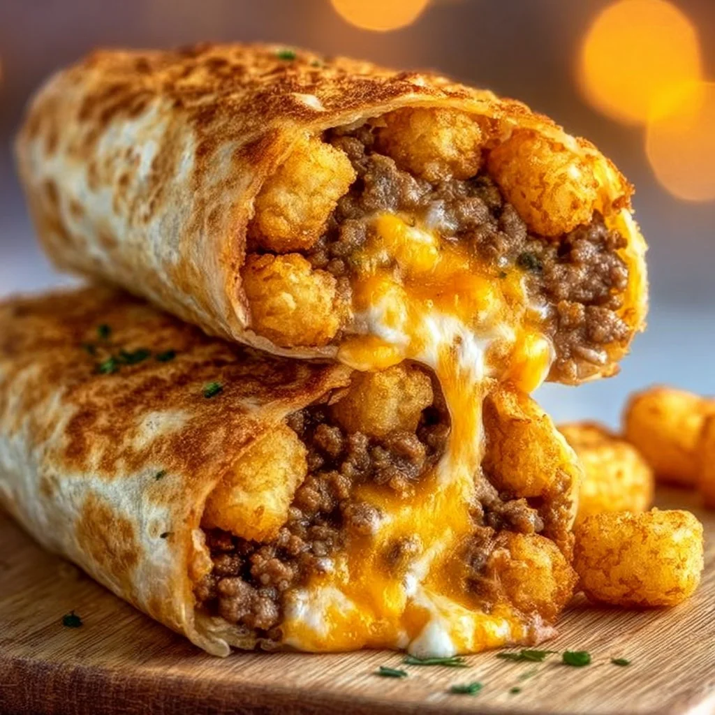 Cheesy potato burritos served on a plate for a quick and easy meal