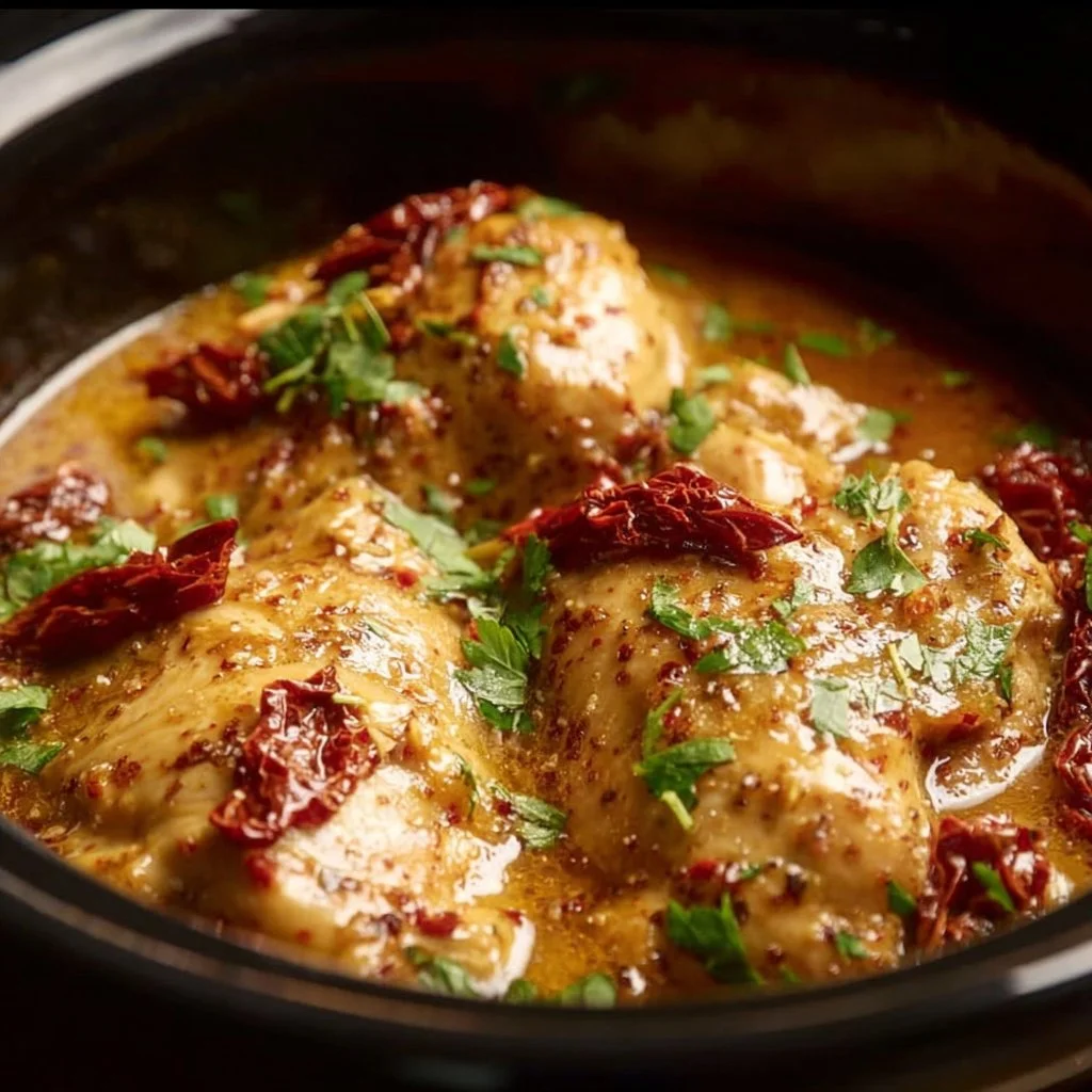 Delicious Dump and Go Crockpot Marry Me Chicken ready to serve