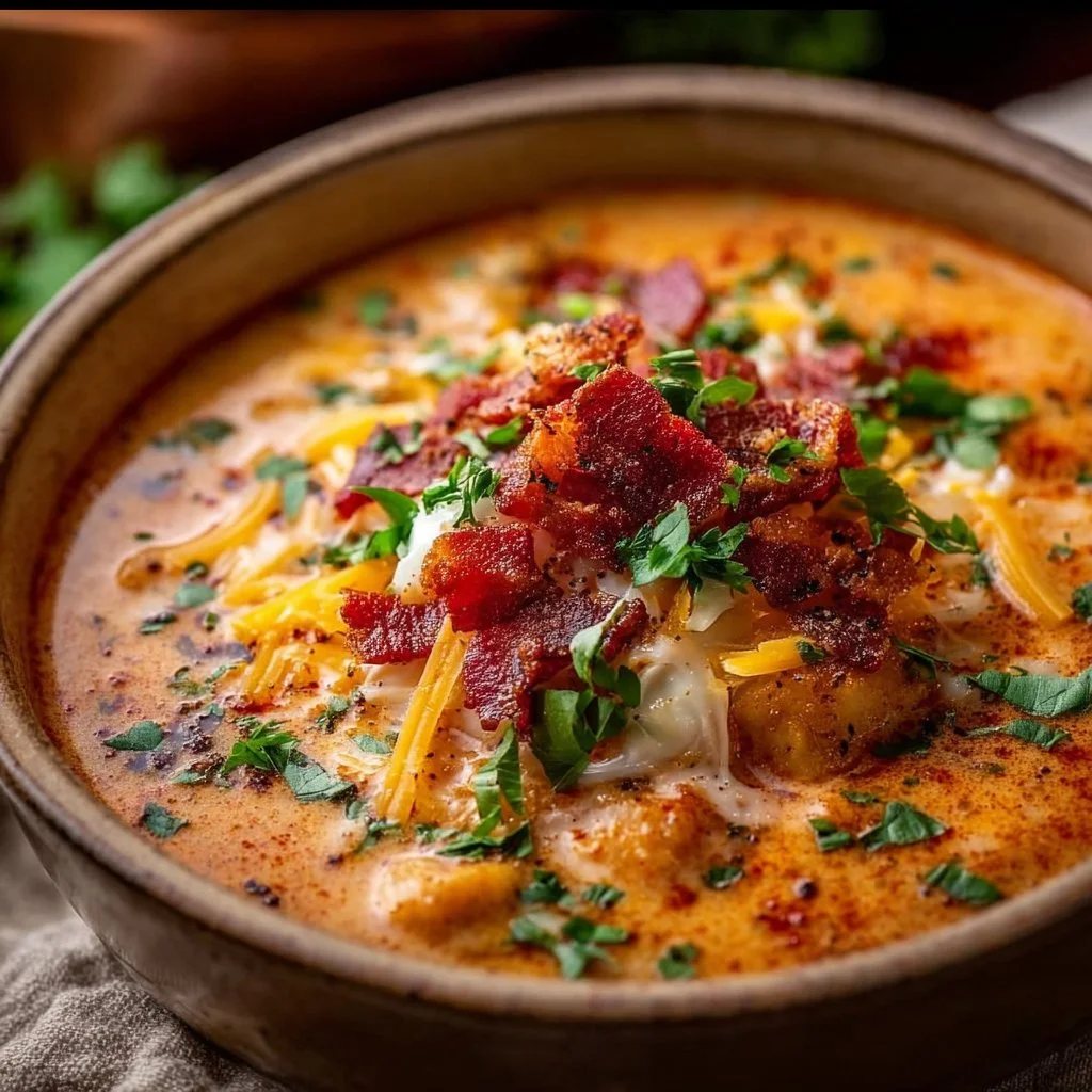 Bowl of hearty keto soup, low carb comfort food ideal for ketogenic diet