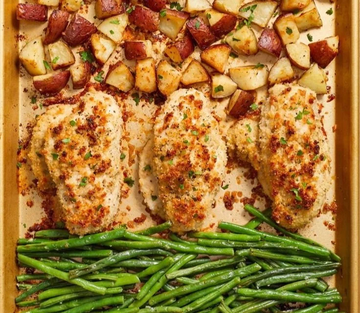 Parmesan Crusted Chicken Sheet Pan Dinner