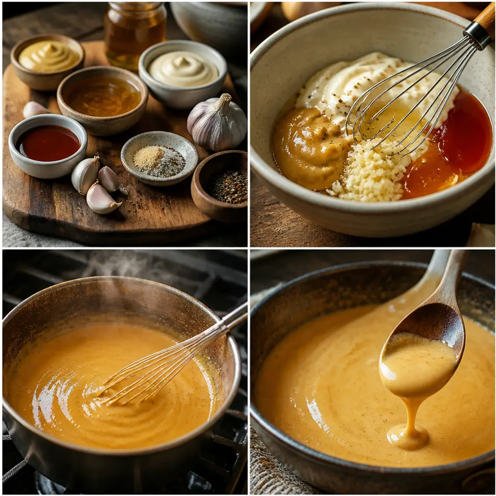 Homemade chick fil a sauce recipe 3 Mixing mayonnaise, honey, mustard, barbecue sauce, and lemon juice to prepare Chick-fil-A sauce