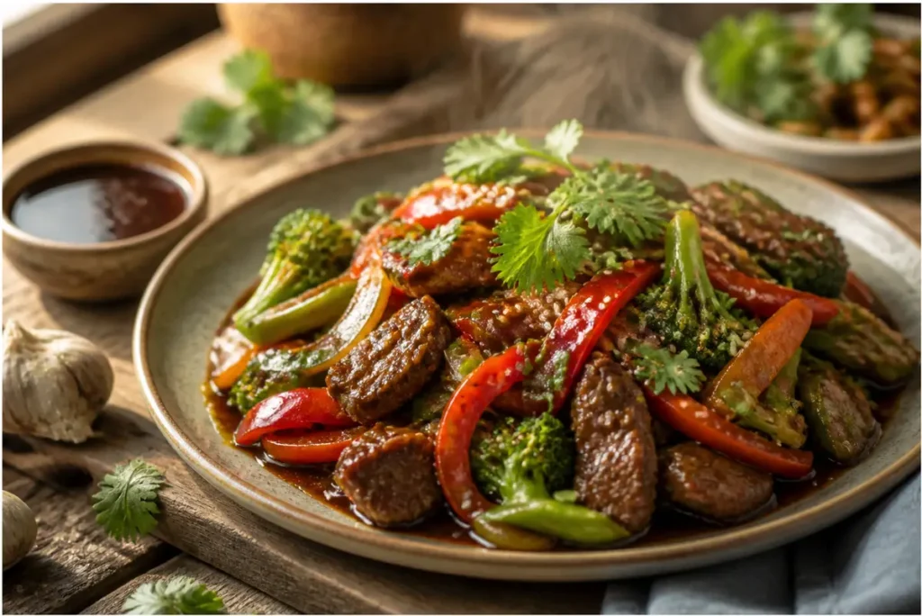Home 7 hoisin sauce uses in glossy vegetable stir-fry served over steamed rice