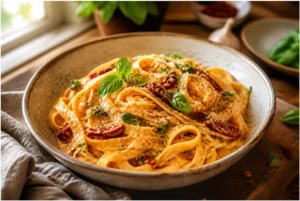 Sun-Dried Tomato Sauce coating pasta in a creamy, intensely flavorful Italian skillet dish